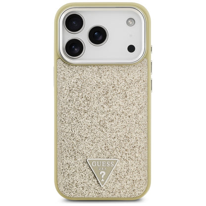 Калъф MagSafe за Apple iPhone 17 Pro, Guess, Glitter Triangle Logo, Златист