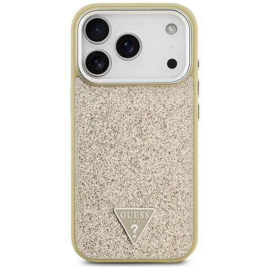 Калъф MagSafe за Apple iPhone 17 Pro, Guess, Glitter Triangle Logo, Златист