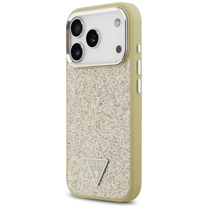 Калъф MagSafe за Apple iPhone 17 Pro, Guess, Glitter Triangle Logo, Златист