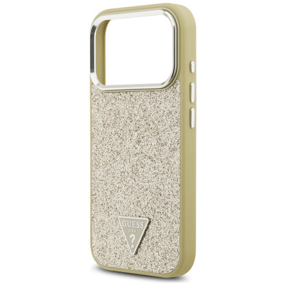 Калъф MagSafe за Apple iPhone 17 Pro, Guess, Glitter Triangle Logo, Златист