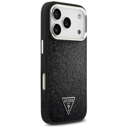 MagSafe Case for Apple iPhone 17 Pro, Guess, Glitter Triangle Logo, Black