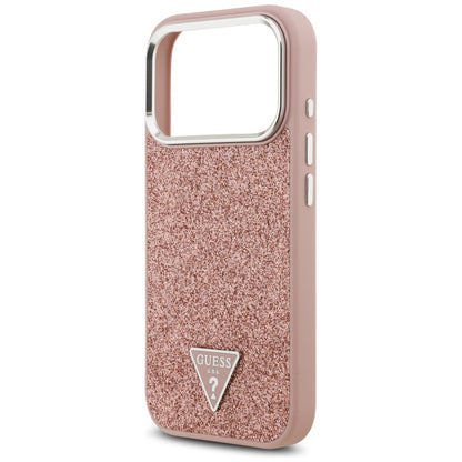 Калъф MagSafe за Apple iPhone 17 Pro, Guess, Glitter Triangle Logo, Розов