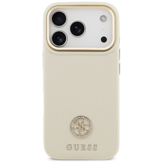 Калъф MagSafe за Apple iPhone 17 Pro, Guess, Grained Strass Logo, Бежов