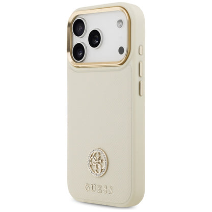 Калъф MagSafe за Apple iPhone 17 Pro, Guess, Grained Strass Logo, Бежов