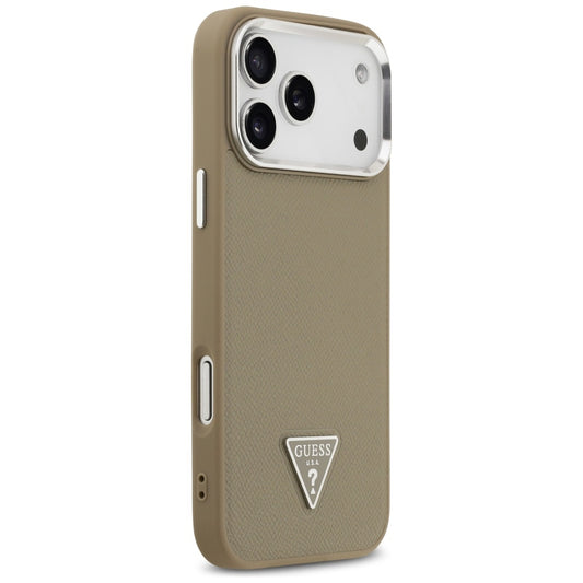 Калъф MagSafe за Apple iPhone 17 Pro, Guess, Grained Triangle Logo, Кафяв