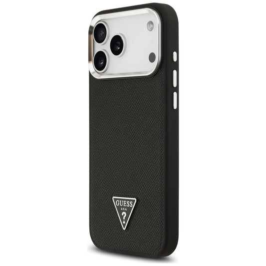 Калъф MagSafe за Apple iPhone 17 Pro, Guess, Grained Triangle Logo, Черен
