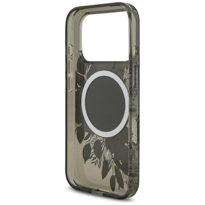 Калъф MagSafe за Apple iPhone 17 Pro, Guess, IML Flowers with Pearl Strap, Черен