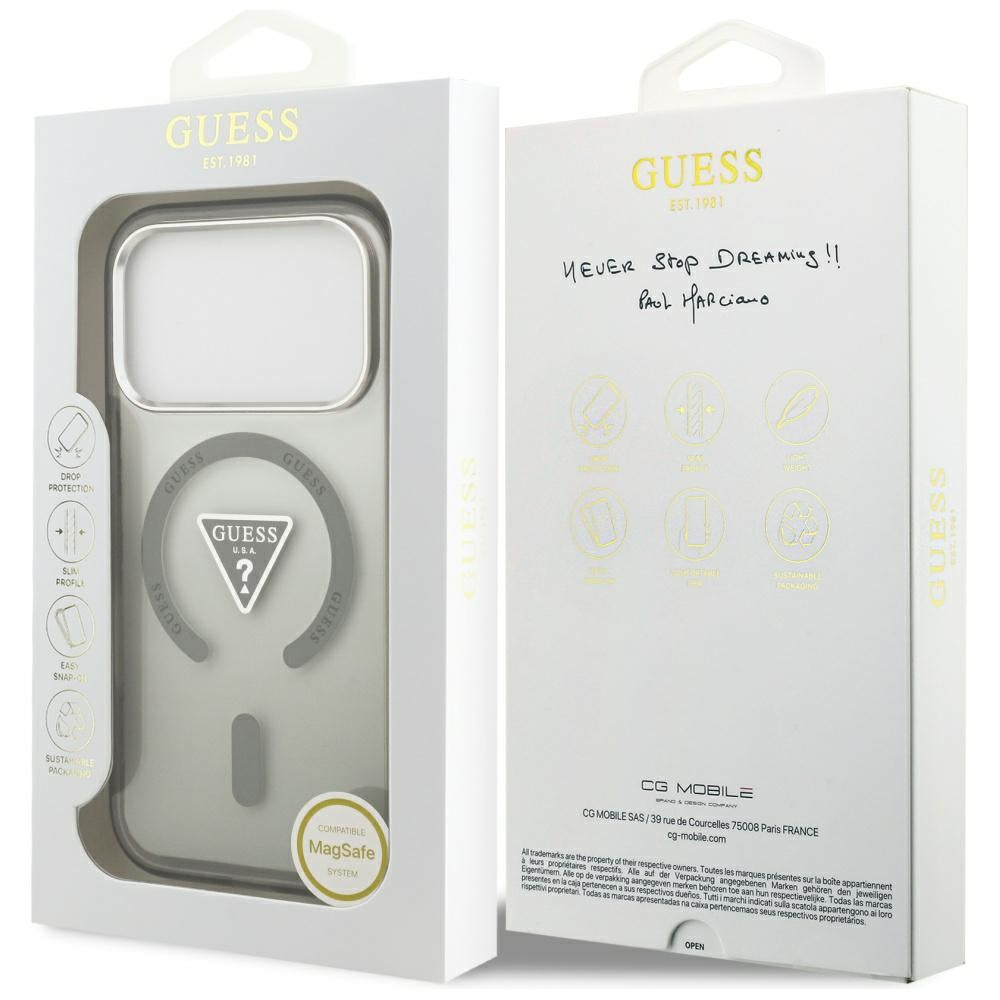 Калъф MagSafe за Apple iPhone 17 Pro, Guess, IML Gradient Triangle Logo, Каки