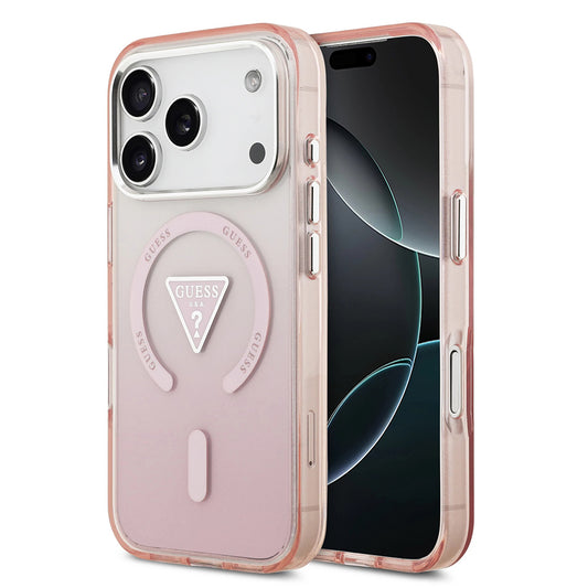 Калъф MagSafe за Apple iPhone 17 Pro, Guess, IML Gradient Triangle Logo, Розов