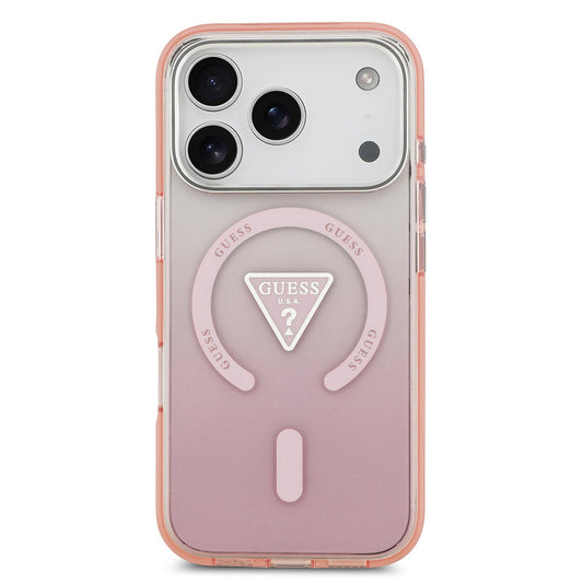 Калъф MagSafe за Apple iPhone 17 Pro, Guess, IML Gradient Triangle Logo, Розов