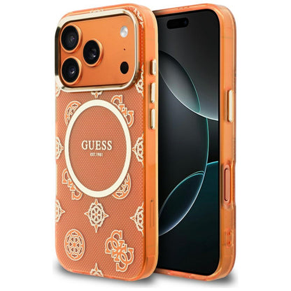 Калъф MagSafe за Apple iPhone 17 Pro, Guess, IML Peony Dot, Оранжев