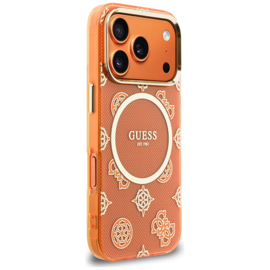 MagSafe Case for Apple iPhone 17 Pro, Guess, IML Peony Dot, Orange