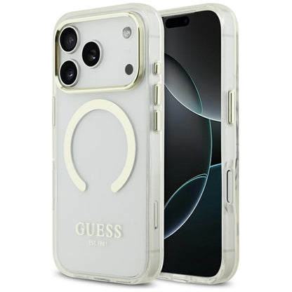 Калъф MagSafe за Apple iPhone 17 Pro, Guess, Metal Outline, Златист