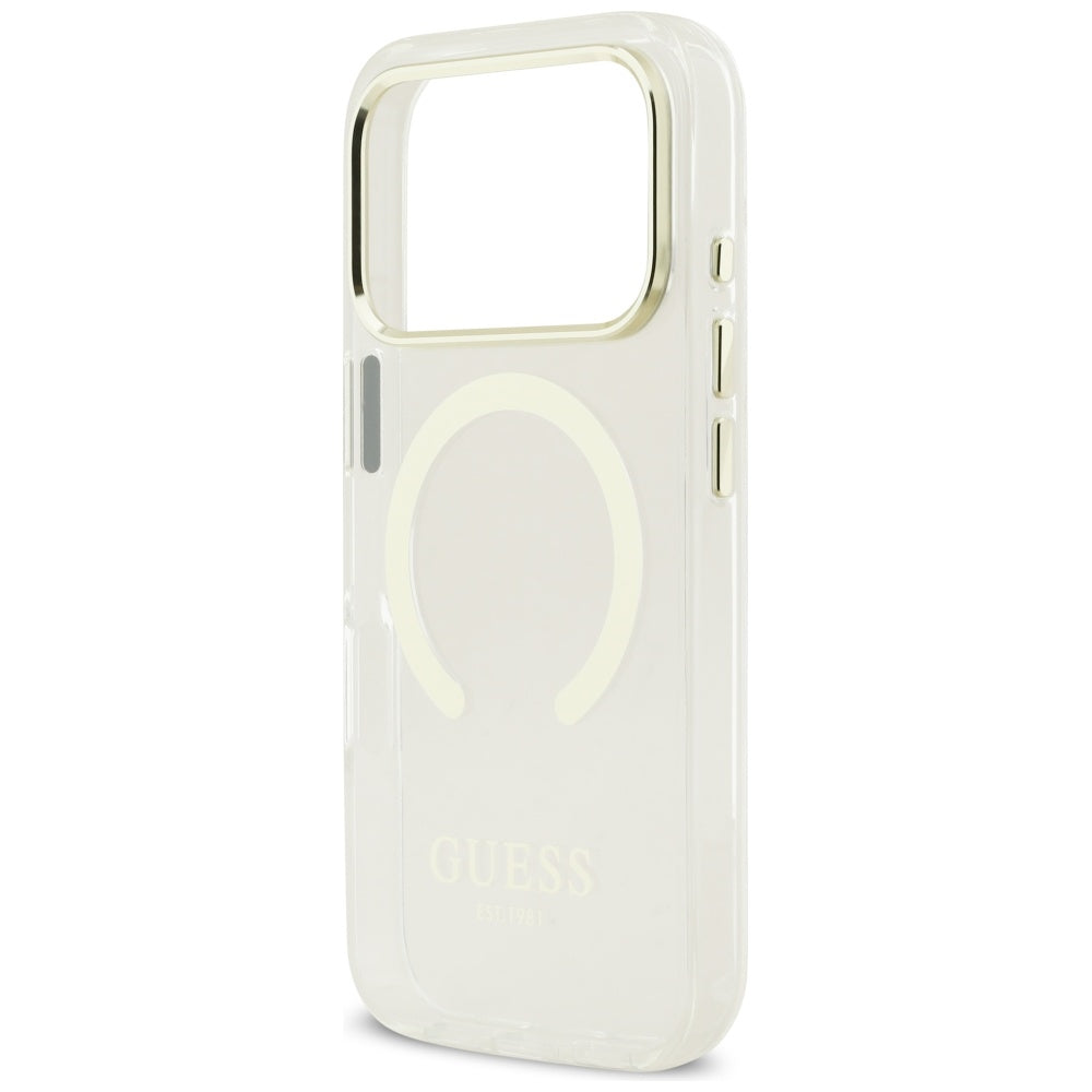 Калъф MagSafe за Apple iPhone 17 Pro, Guess, Metal Outline, Златист