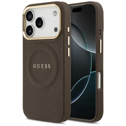 Калъф MagSafe за Apple iPhone 17 Pro, Guess, Peony Hot Stamp, Кафяв