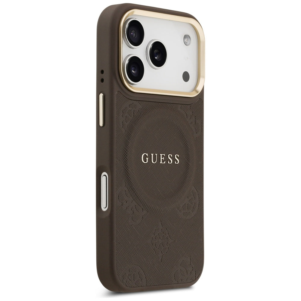 Калъф MagSafe за Apple iPhone 17 Pro, Guess, Peony Hot Stamp, Кафяв