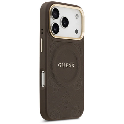 Калъф MagSafe за Apple iPhone 17 Pro, Guess, Peony Hot Stamp, Кафяв
