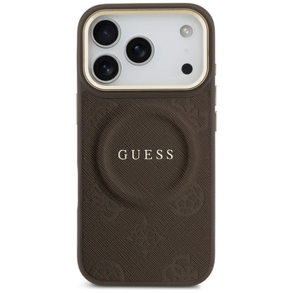 Калъф MagSafe за Apple iPhone 17 Pro, Guess, Peony Hot Stamp, Кафяв
