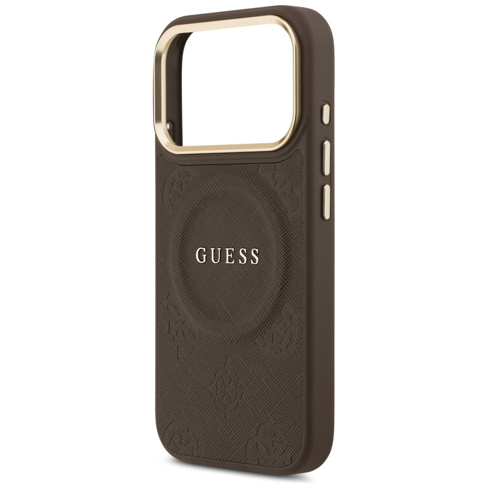 Калъф MagSafe за Apple iPhone 17 Pro, Guess, Peony Hot Stamp, Кафяв