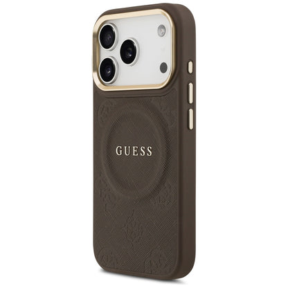 Калъф MagSafe за Apple iPhone 17 Pro, Guess, Peony Hot Stamp, Кафяв