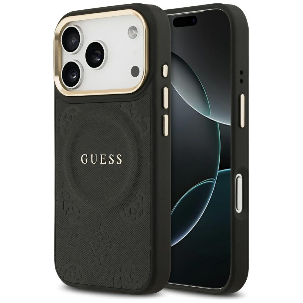 Калъф MagSafe за Apple iPhone 17 Pro, Guess, Peony Hot Stamp, Черен