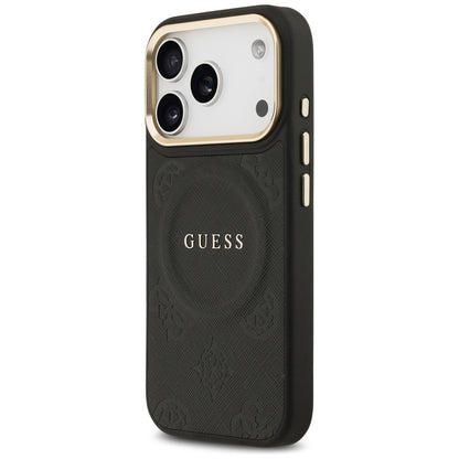 Калъф MagSafe за Apple iPhone 17 Pro, Guess, Peony Hot Stamp, Черен