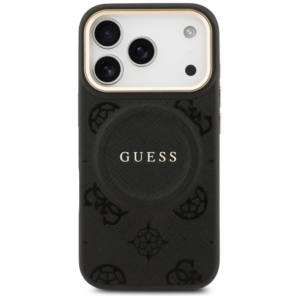Калъф MagSafe за Apple iPhone 17 Pro, Guess, Peony Hot Stamp, Черен