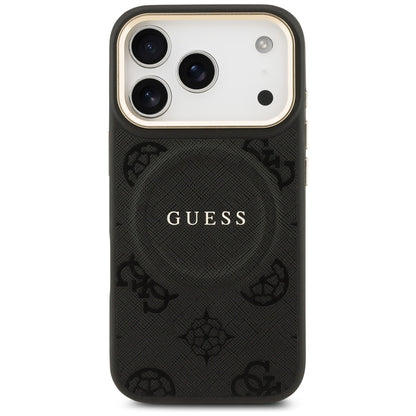 Калъф MagSafe за Apple iPhone 17 Pro, Guess, Peony Hot Stamp, Черен
