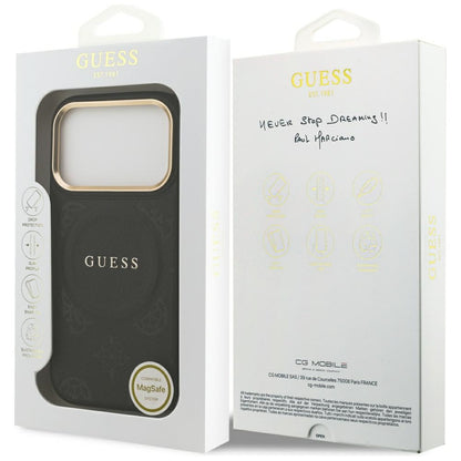 Калъф MagSafe за Apple iPhone 17 Pro, Guess, Peony Hot Stamp, Черен