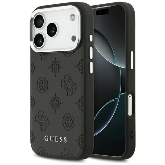 Калъф MagSafe за Apple iPhone 17 Pro, Guess, Peony Hot Stamp Script, Черен