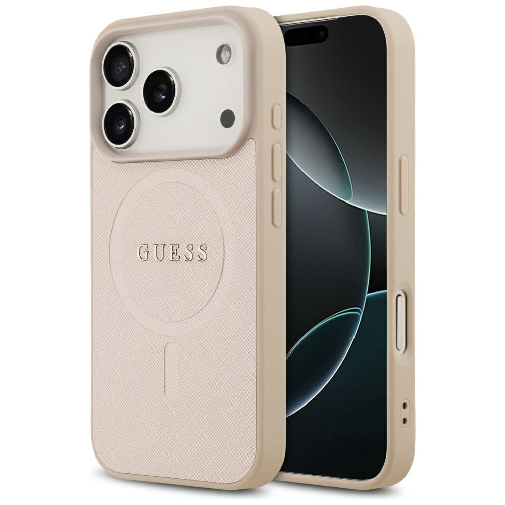 Калъф MagSafe за Apple iPhone 17 Pro, Guess, Saffiano Classic Logo, Розов