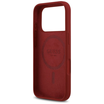 Калъф MagSafe за Apple iPhone 17 Pro, Guess, Script Metal Logo, Розов