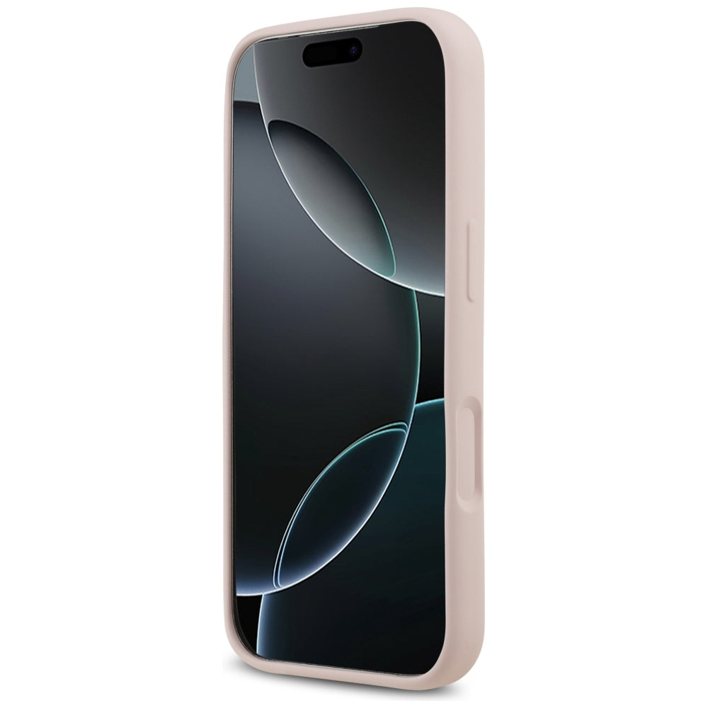 Калъф MagSafe за Apple iPhone 17 Pro, Guess, Script Metal Logo, Светлорозов