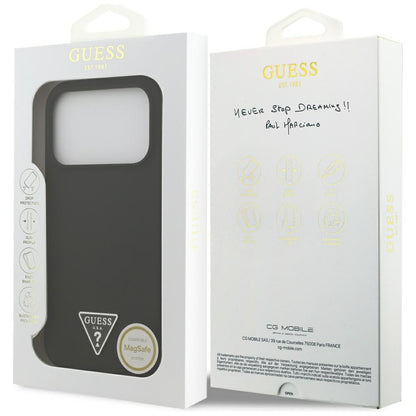 Калъф MagSafe за Apple iPhone 17 Pro, Guess, Triangle Logo, Черен