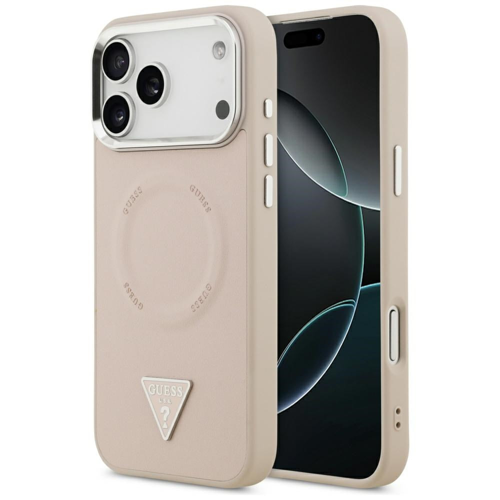 Калъф MagSafe за Apple iPhone 17 Pro, Guess, Triangle Logo, Розово Сребрист