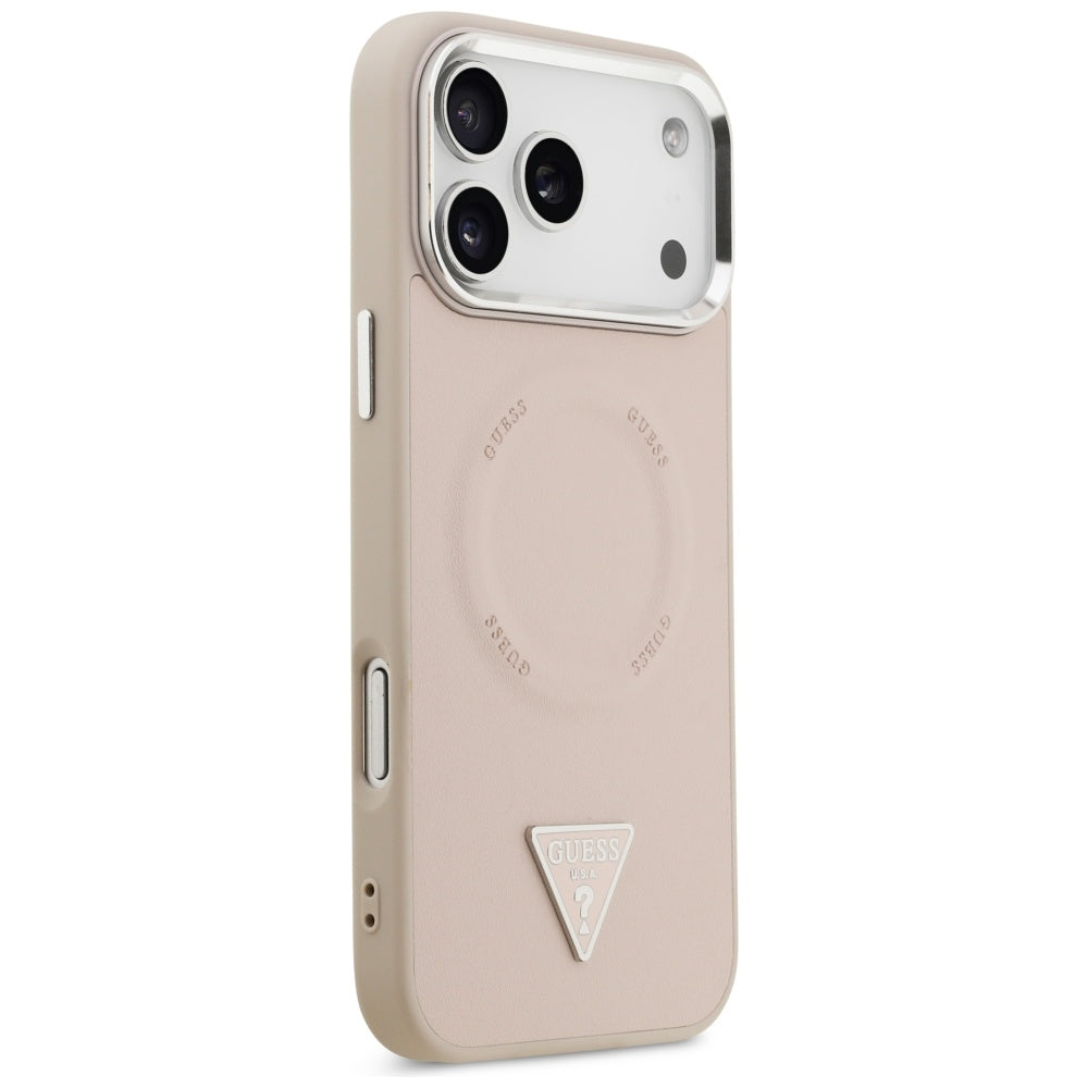 Калъф MagSafe за Apple iPhone 17 Pro, Guess, Triangle Logo, Розово Сребрист
