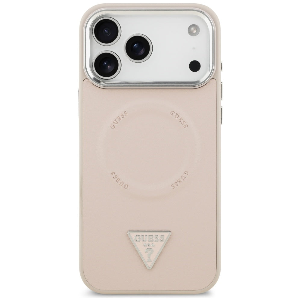 Калъф MagSafe за Apple iPhone 17 Pro, Guess, Triangle Logo, Розово Сребрист
