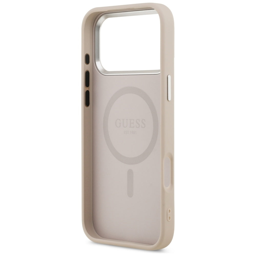 Калъф MagSafe за Apple iPhone 17 Pro, Guess, Triangle Logo, Розово Сребрист