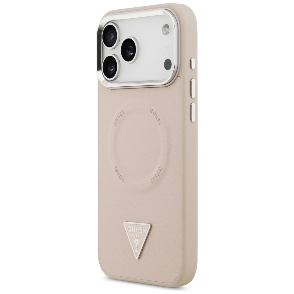 Калъф MagSafe за Apple iPhone 17 Pro, Guess, Triangle Logo, Розово Сребрист