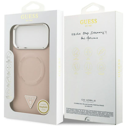 Калъф MagSafe за Apple iPhone 17 Pro, Guess, Triangle Logo, Розово Сребрист