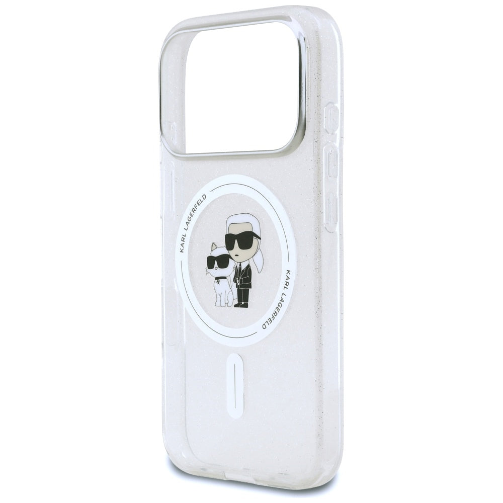 MagSafe Case for Apple iPhone 17 Pro, Karl Lagerfeld, IML Glitter Karl & Choupette, Transparent