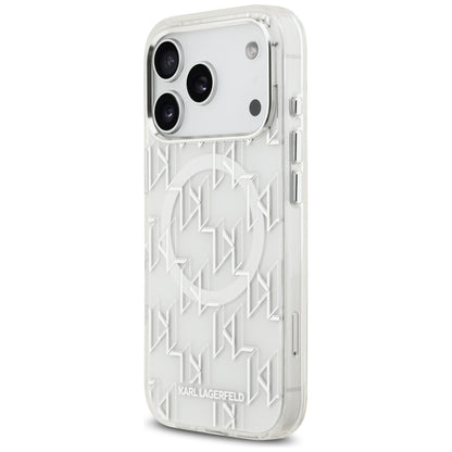 Калъф MagSafe за Apple iPhone 17 Pro, Karl Lagerfeld, IML KL Monogram, Бял