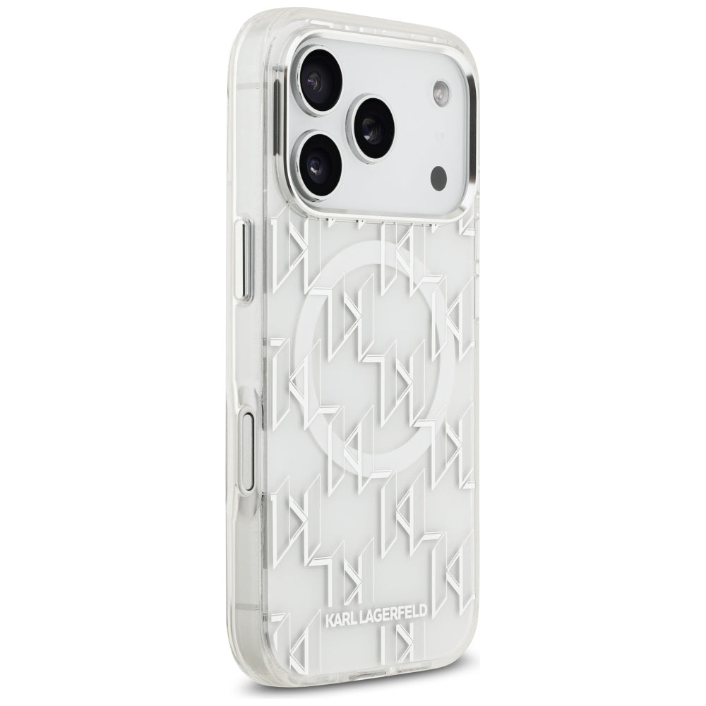 Калъф MagSafe за Apple iPhone 17 Pro, Karl Lagerfeld, IML KL Monogram, Бял