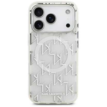 Калъф MagSafe за Apple iPhone 17 Pro, Karl Lagerfeld, IML KL Monogram, Бял