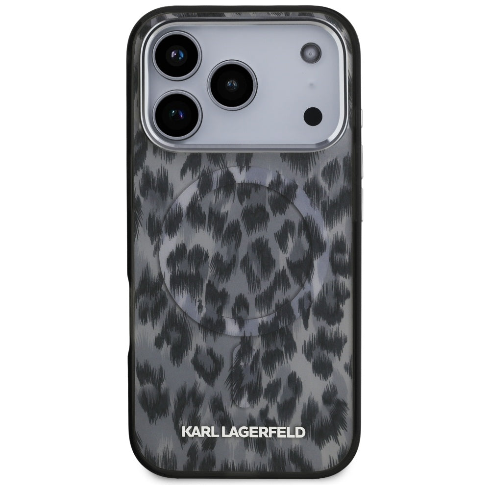 Калъф MagSafe за Apple iPhone 17 Pro, Karl Lagerfeld, IML Leopard Pattern, Черен