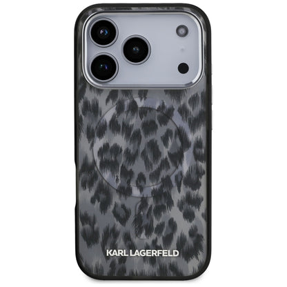 Калъф MagSafe за Apple iPhone 17 Pro, Karl Lagerfeld, IML Leopard Pattern, Черен