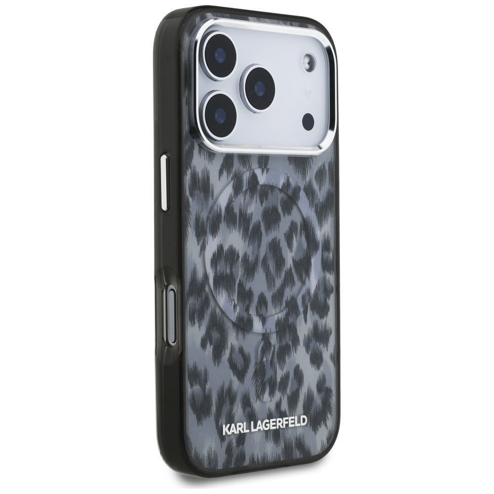 Калъф MagSafe за Apple iPhone 17 Pro, Karl Lagerfeld, IML Leopard Pattern, Черен