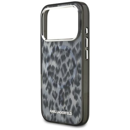 Калъф MagSafe за Apple iPhone 17 Pro, Karl Lagerfeld, IML Leopard Pattern, Черен