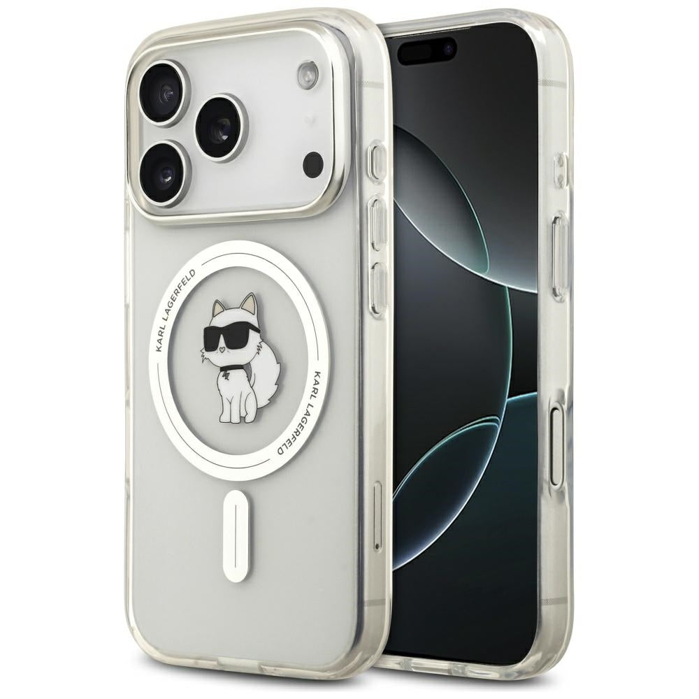 Калъф MagSafe за Apple iPhone 17 Pro, Karl Lagerfeld, IML Logo Choupette, Прозрачен