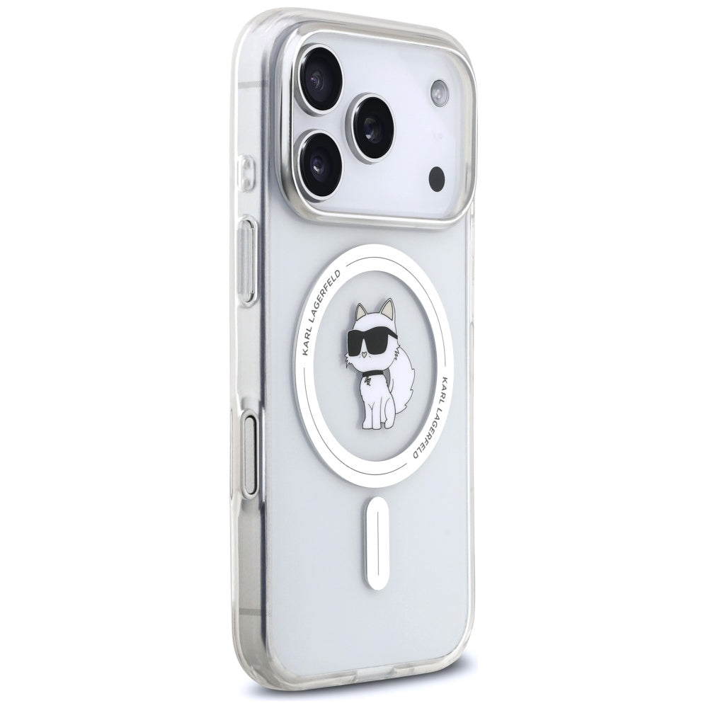 Калъф MagSafe за Apple iPhone 17 Pro, Karl Lagerfeld, IML Logo Choupette, Прозрачен